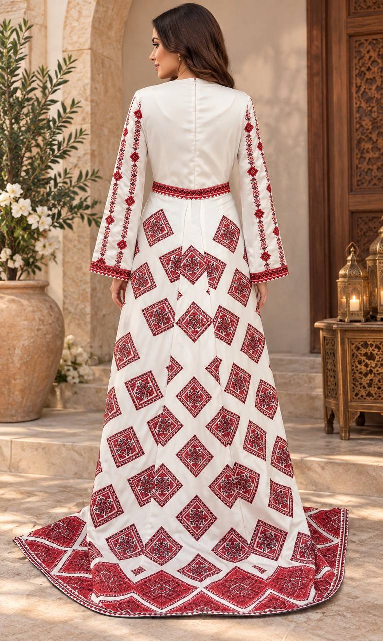 Dalila Embroidered Satin Thobe