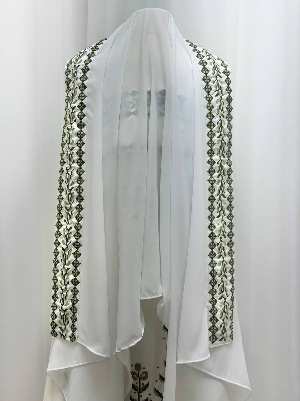 Olive Bride – Palestinian Embroidered Thobe & Skirt Set