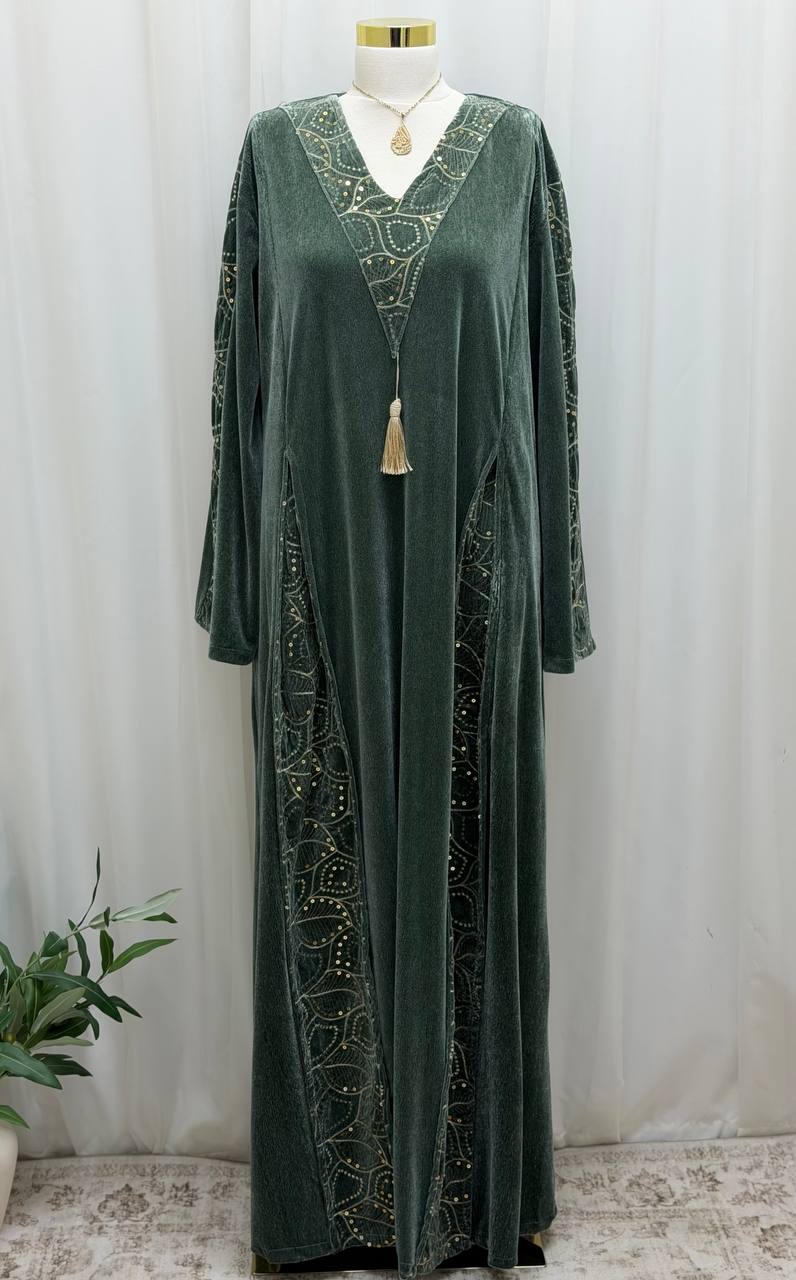 Velvet Embroidered Jalabiya