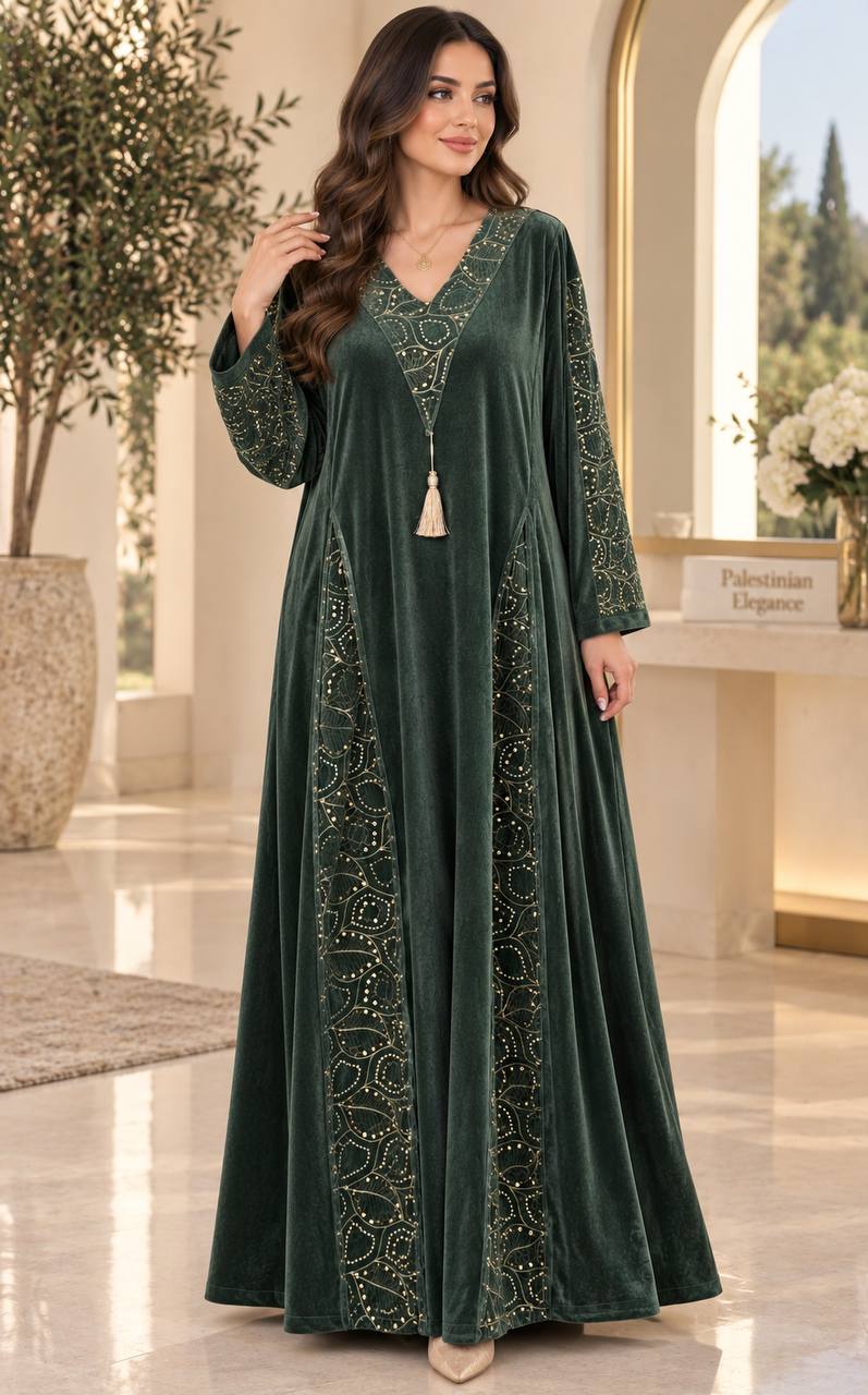 Velvet Embroidered Jalabiya