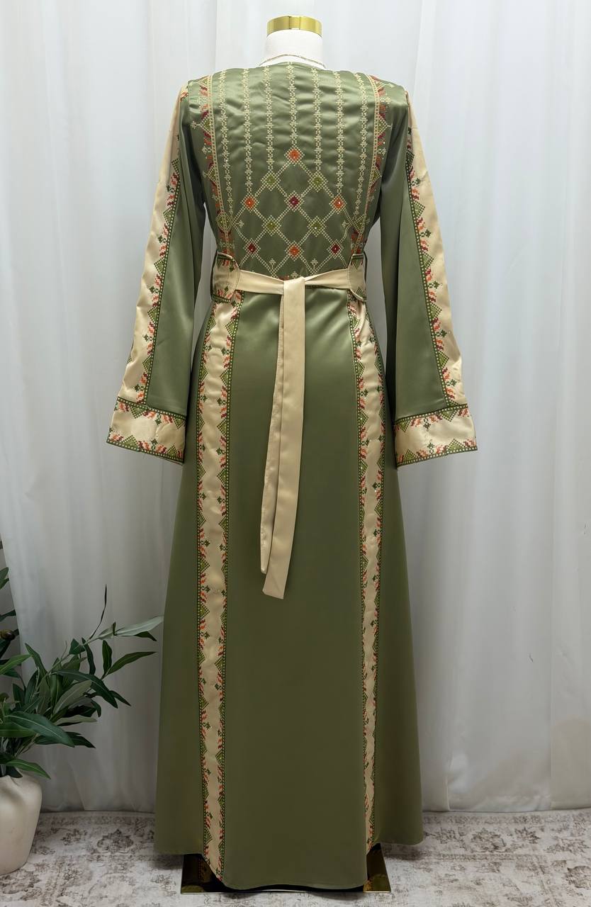 Four-Panel Embroidered Satin Thobe
