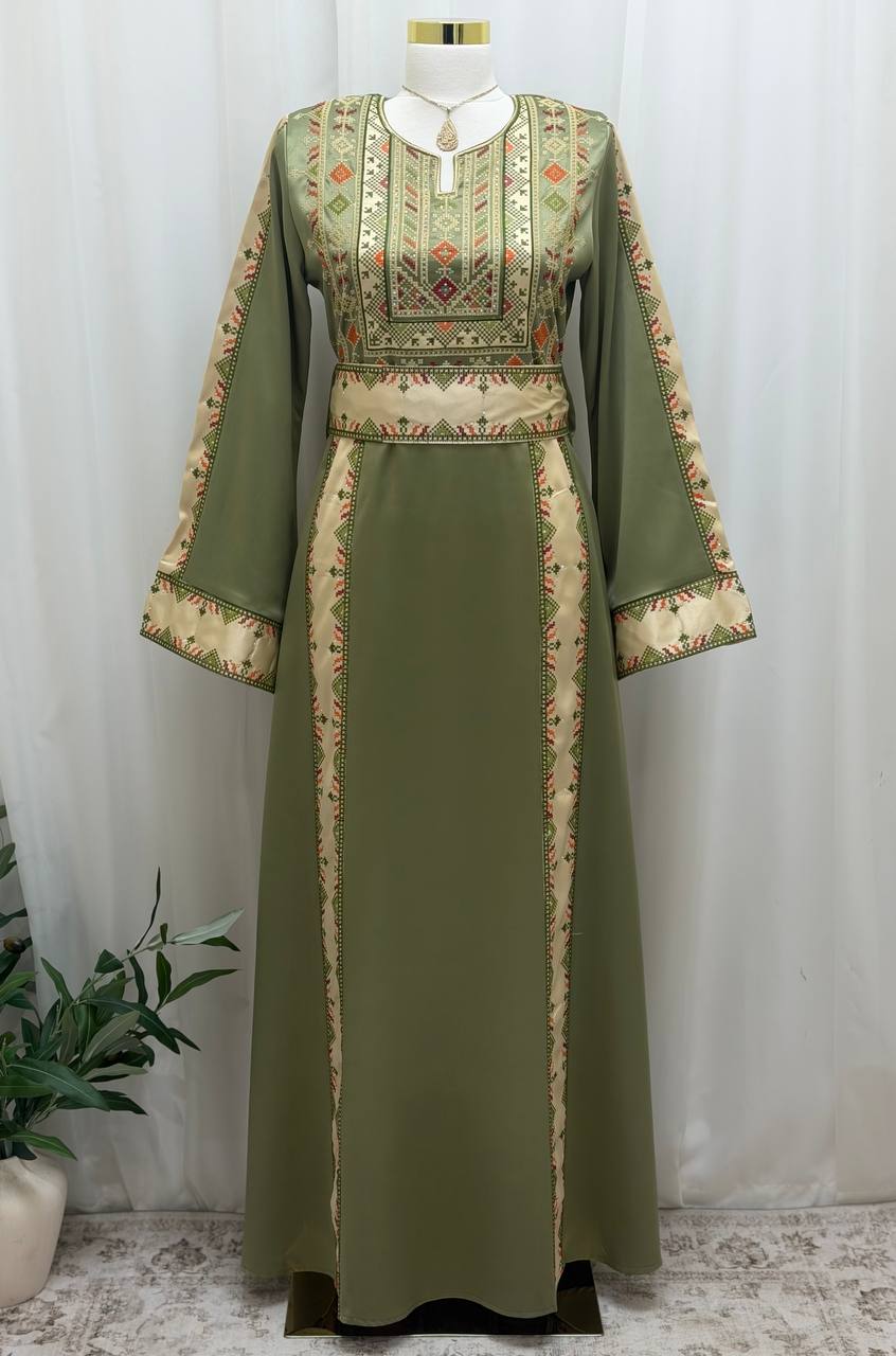 Four-Panel Embroidered Satin Thobe