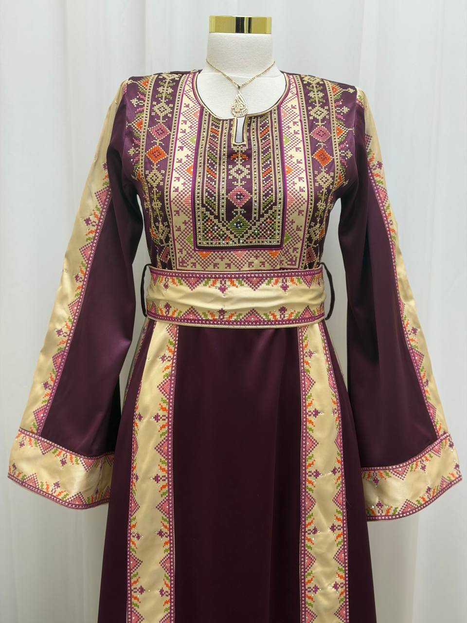 Four-Panel Embroidered Satin Thobe