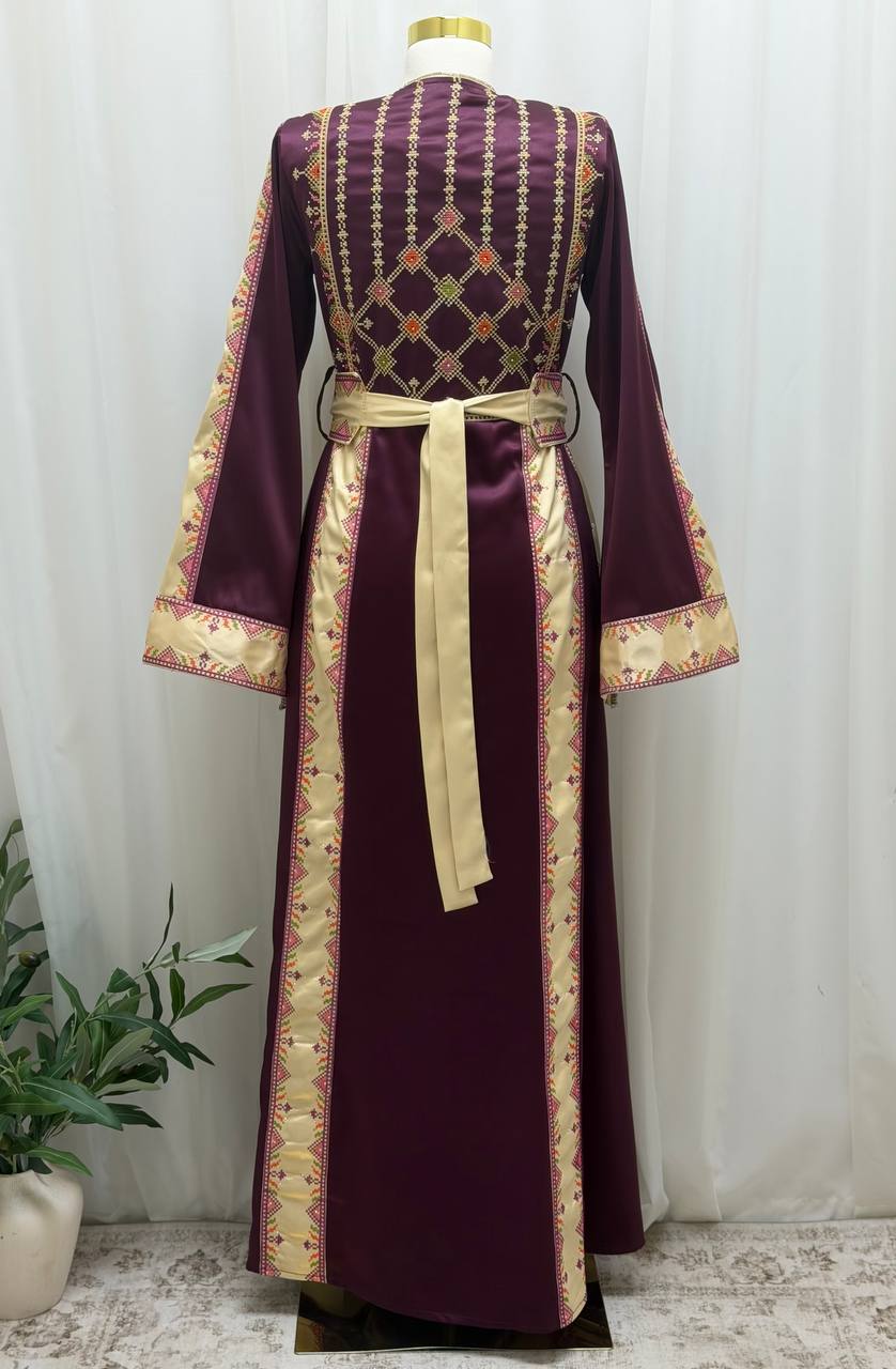 Four-Panel Embroidered Satin Thobe