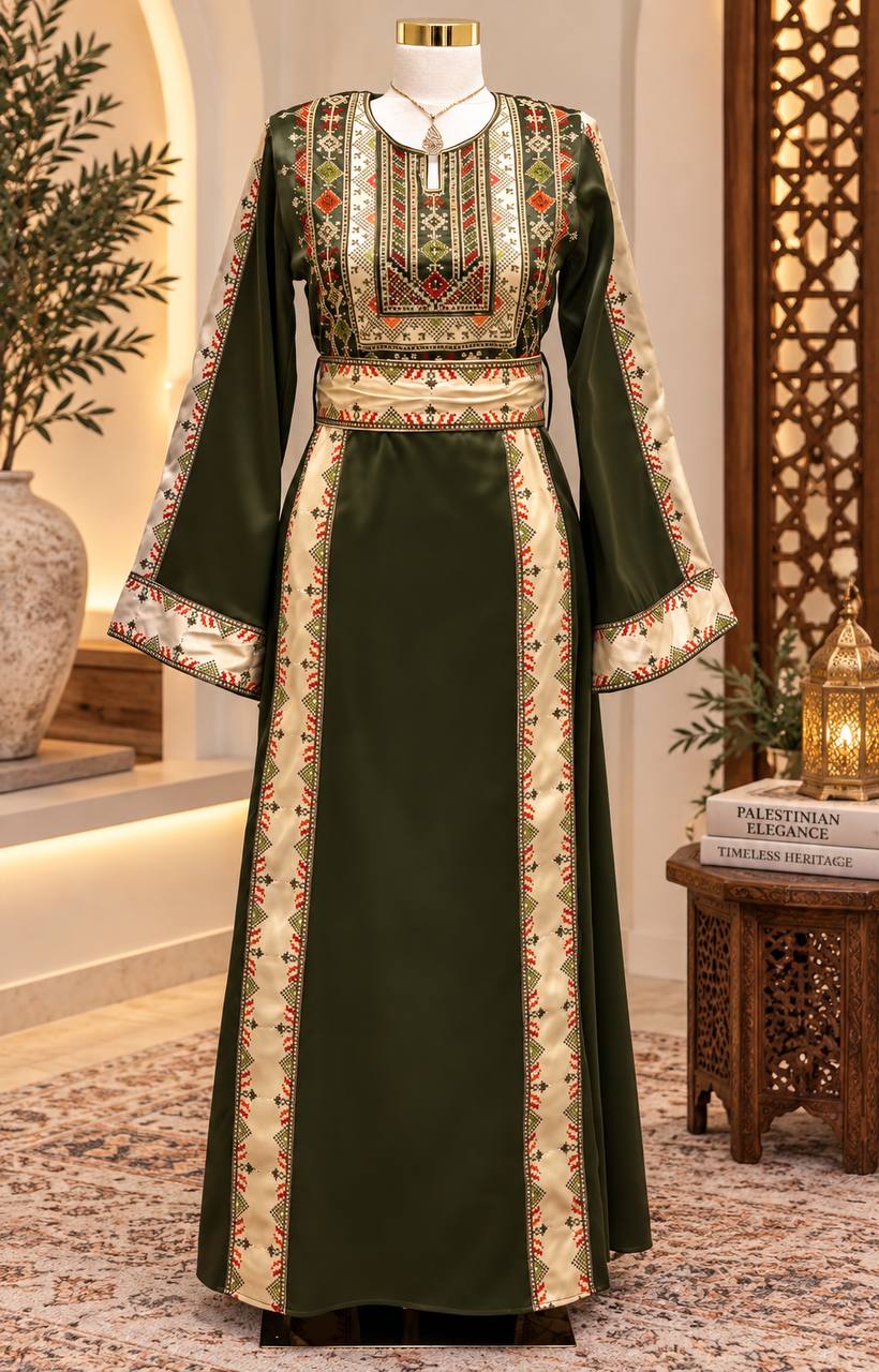 Four-Panel Embroidered Satin Thobe