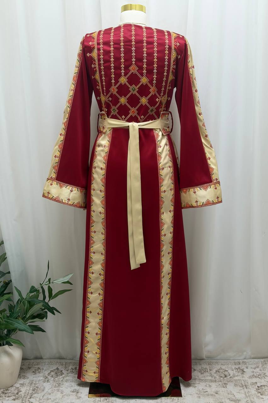 Four-Panel Embroidered Satin Thobe
