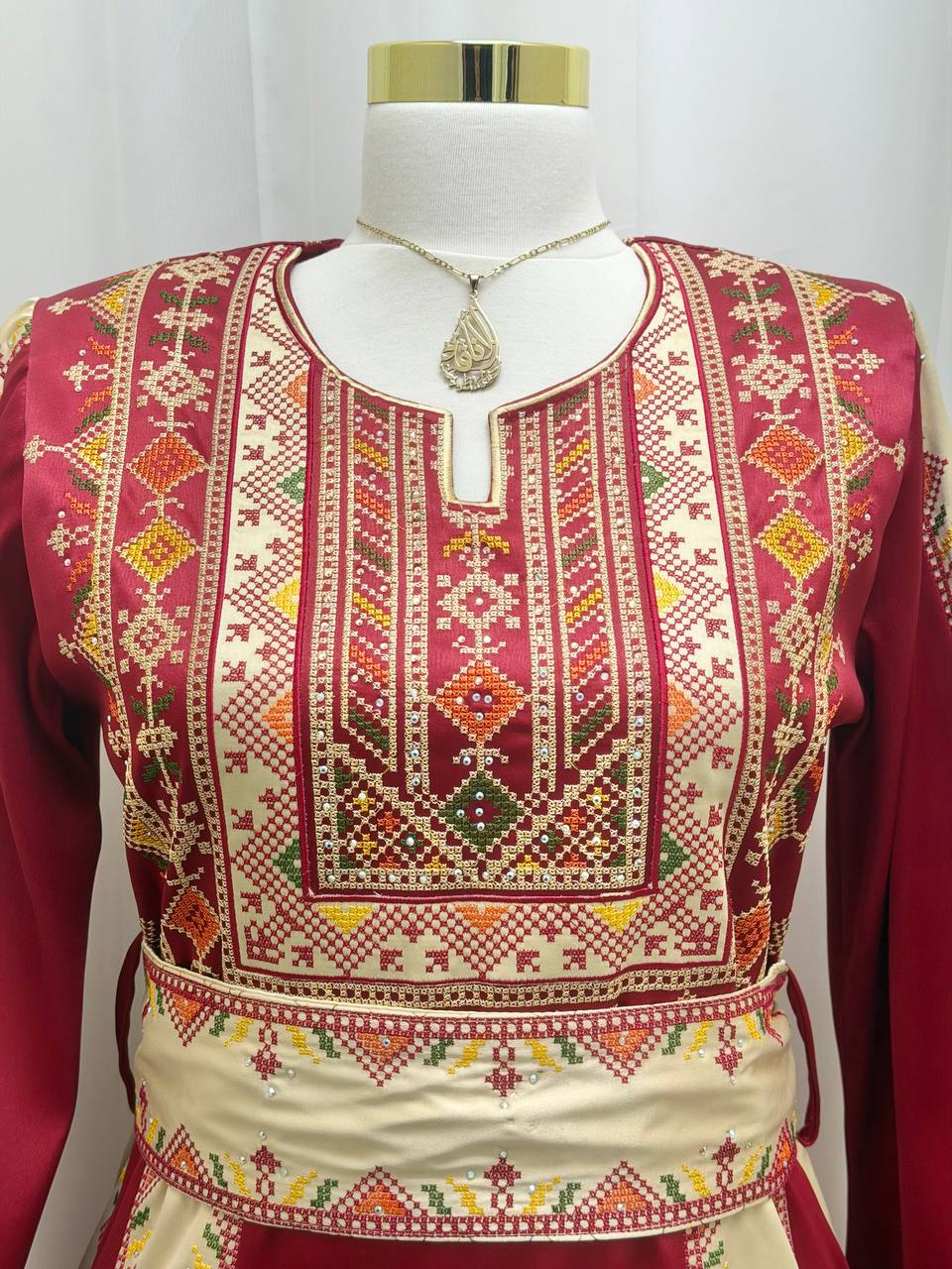 Four-Panel Embroidered Satin Thobe