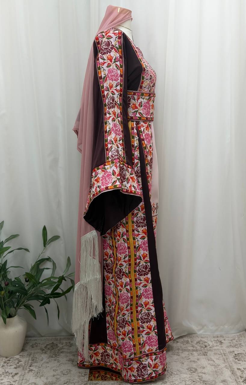 Jouri Pink  Rose Embroidered Thobe