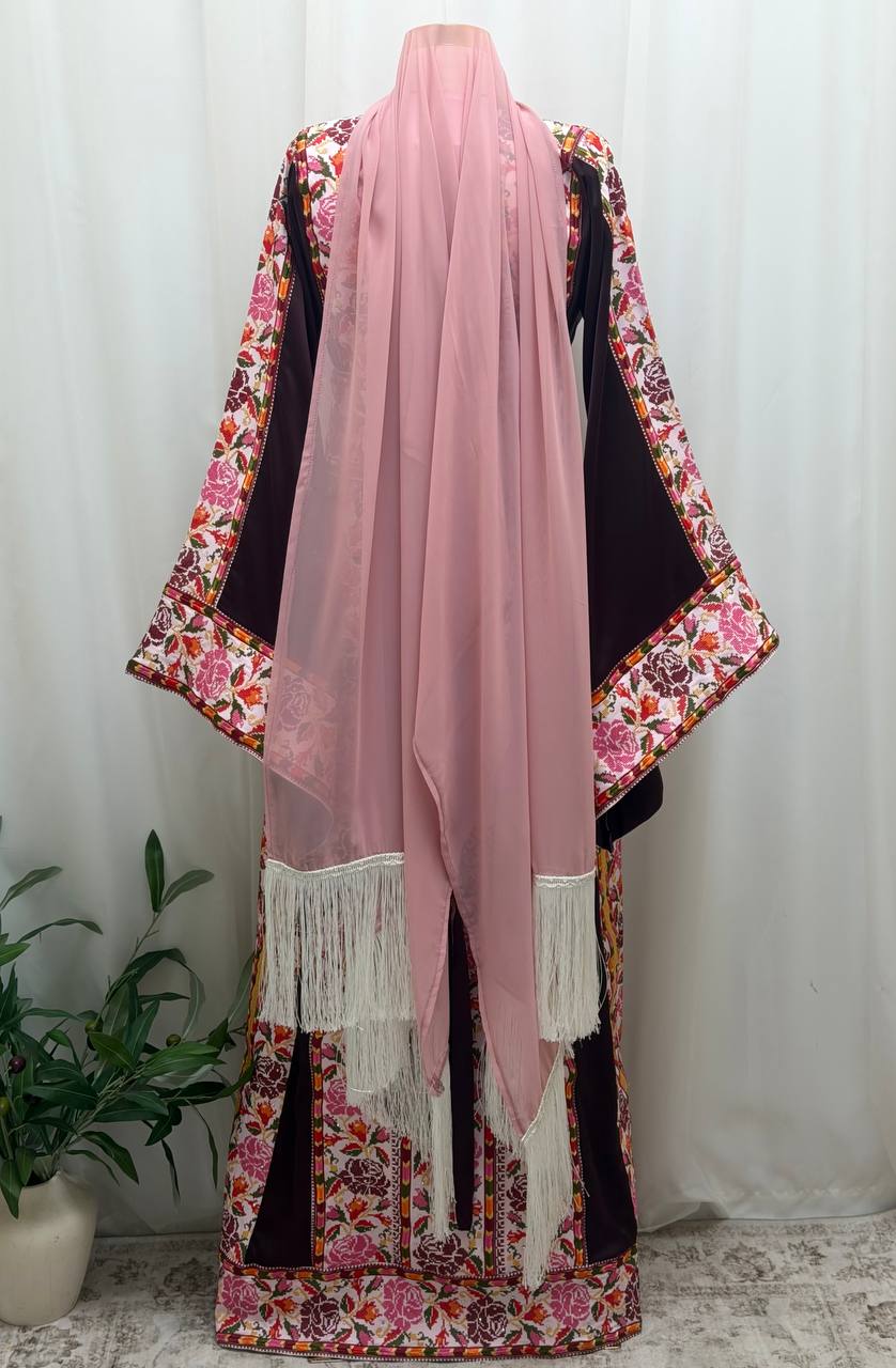Jouri Pink  Rose Embroidered Thobe