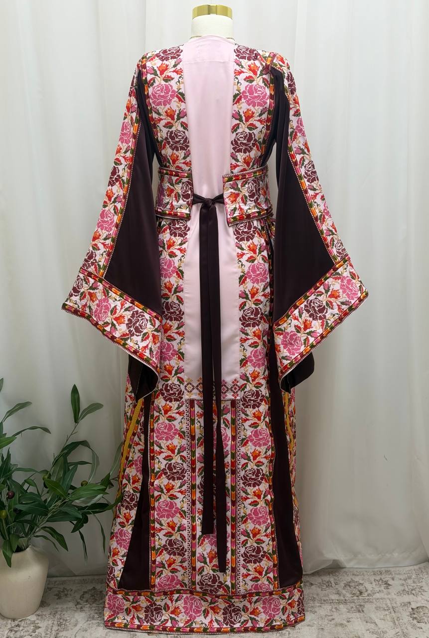Jouri Pink  Rose Embroidered Thobe