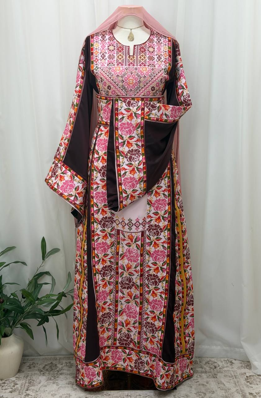 Jouri Pink  Rose Embroidered Thobe
