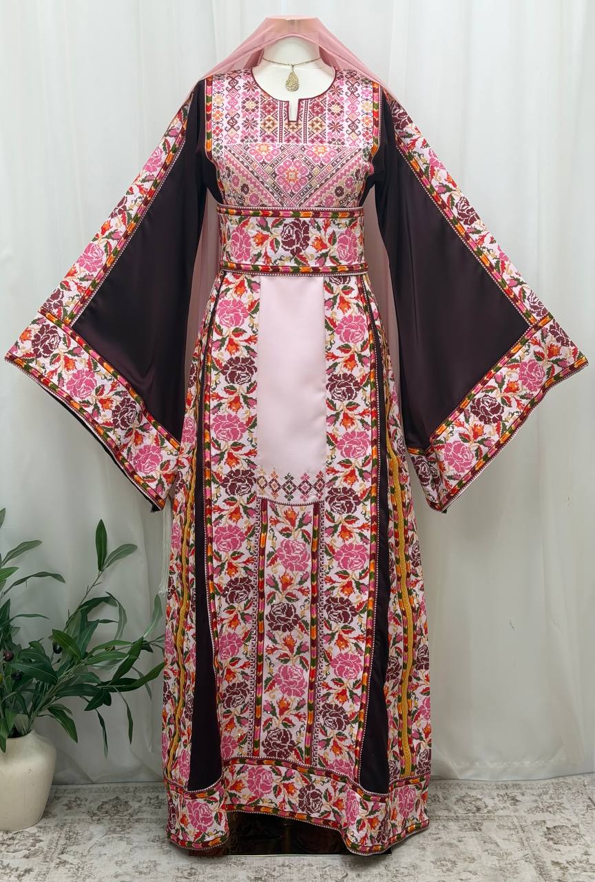 Jouri Pink  Rose Embroidered Thobe