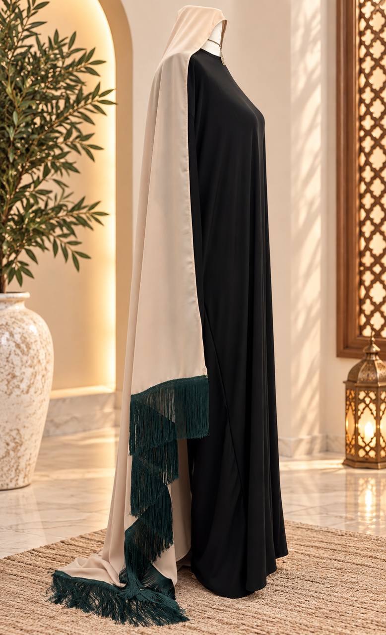 Noor Two-Tone Tassel Shawl