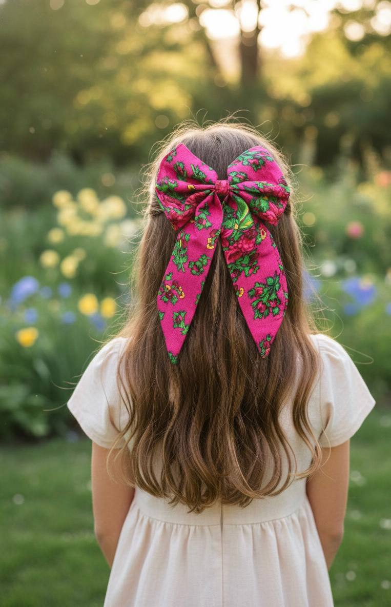 Colorful Floral Print Hair Bow