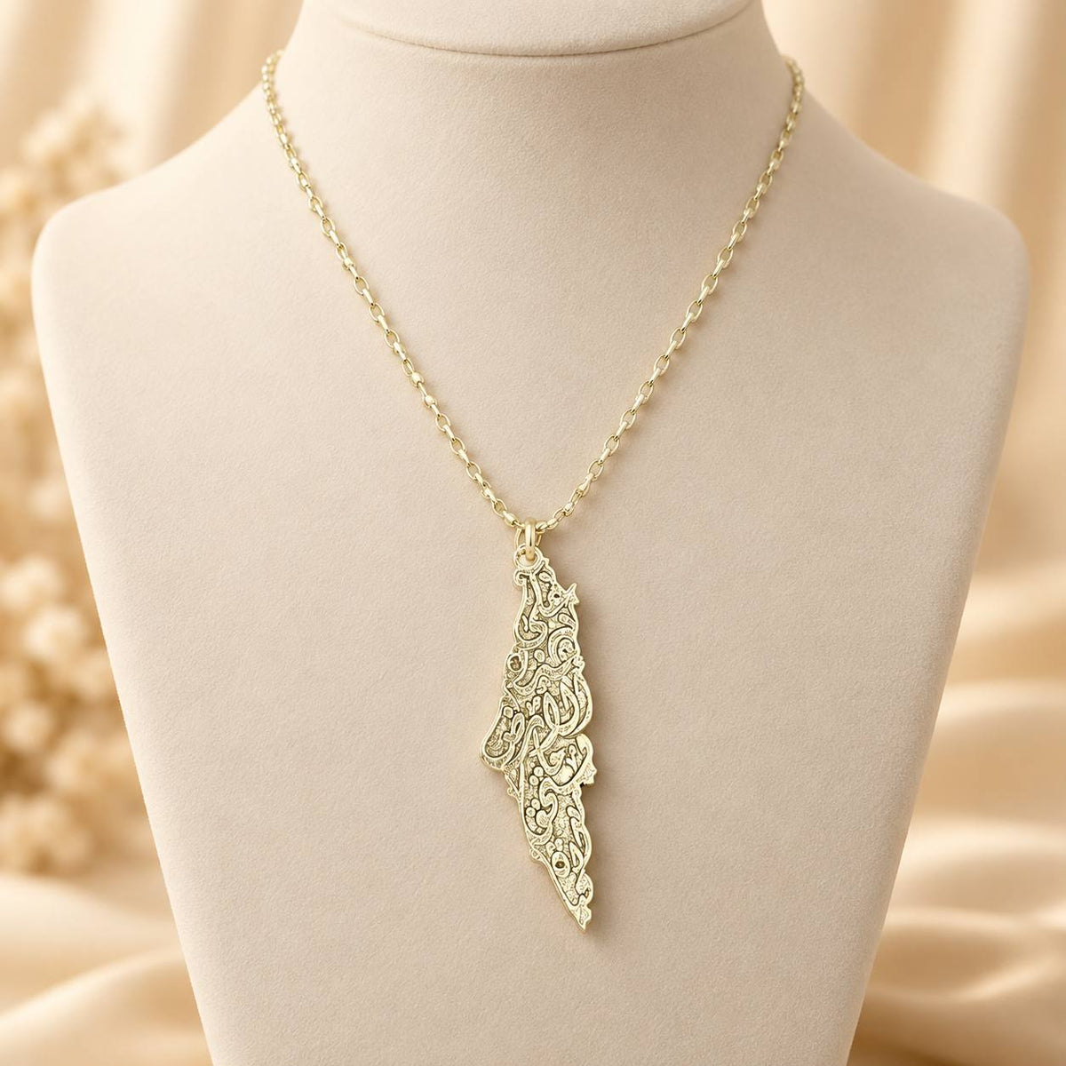 Palestine Map Pendant Necklace – Silver Tone