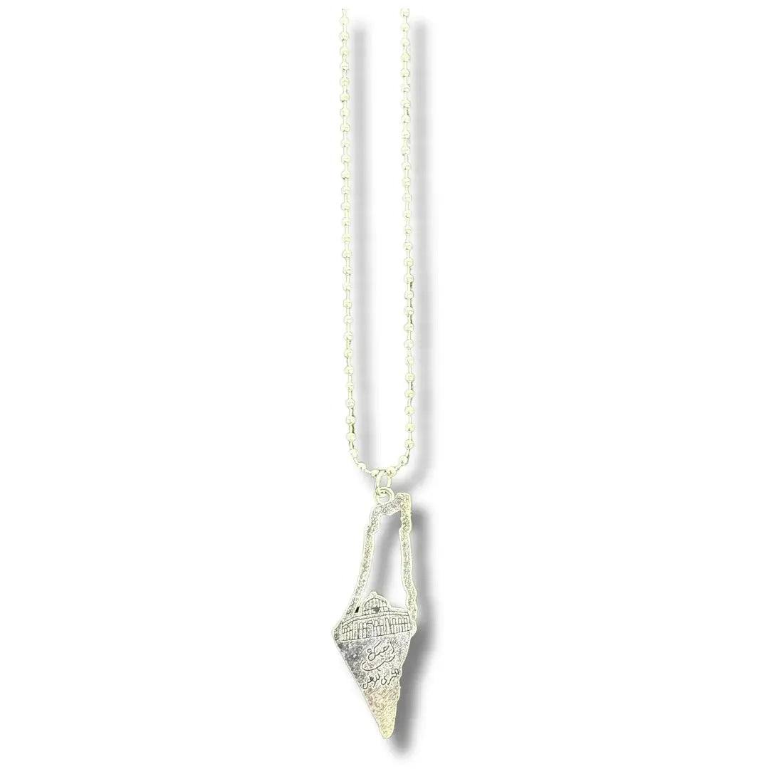 Palestine Map Pendant Necklace – Silver Tone