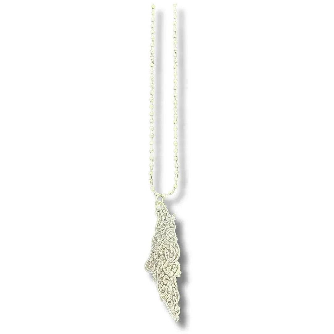 Palestine Map Pendant Necklace – Silver Tone
