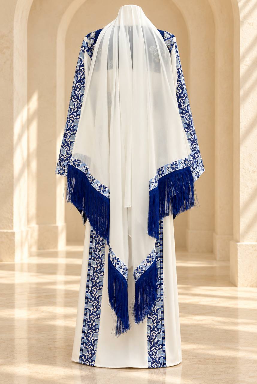 Areej – Palestinian Embroidered Thobe with Matching Belt & Shawl