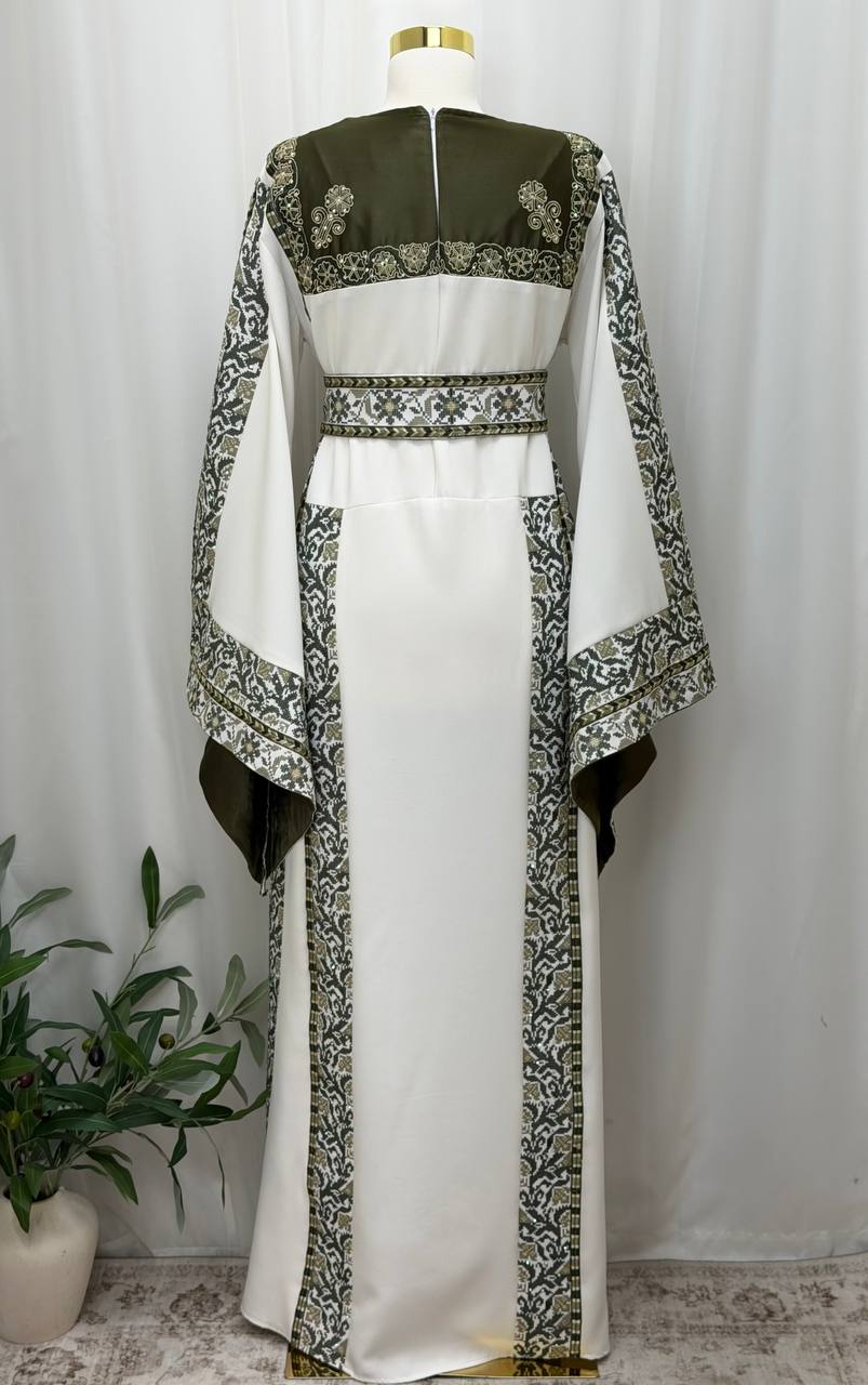 Mayyas – Palestinian Embroidered Thobe with Belt & Shawl