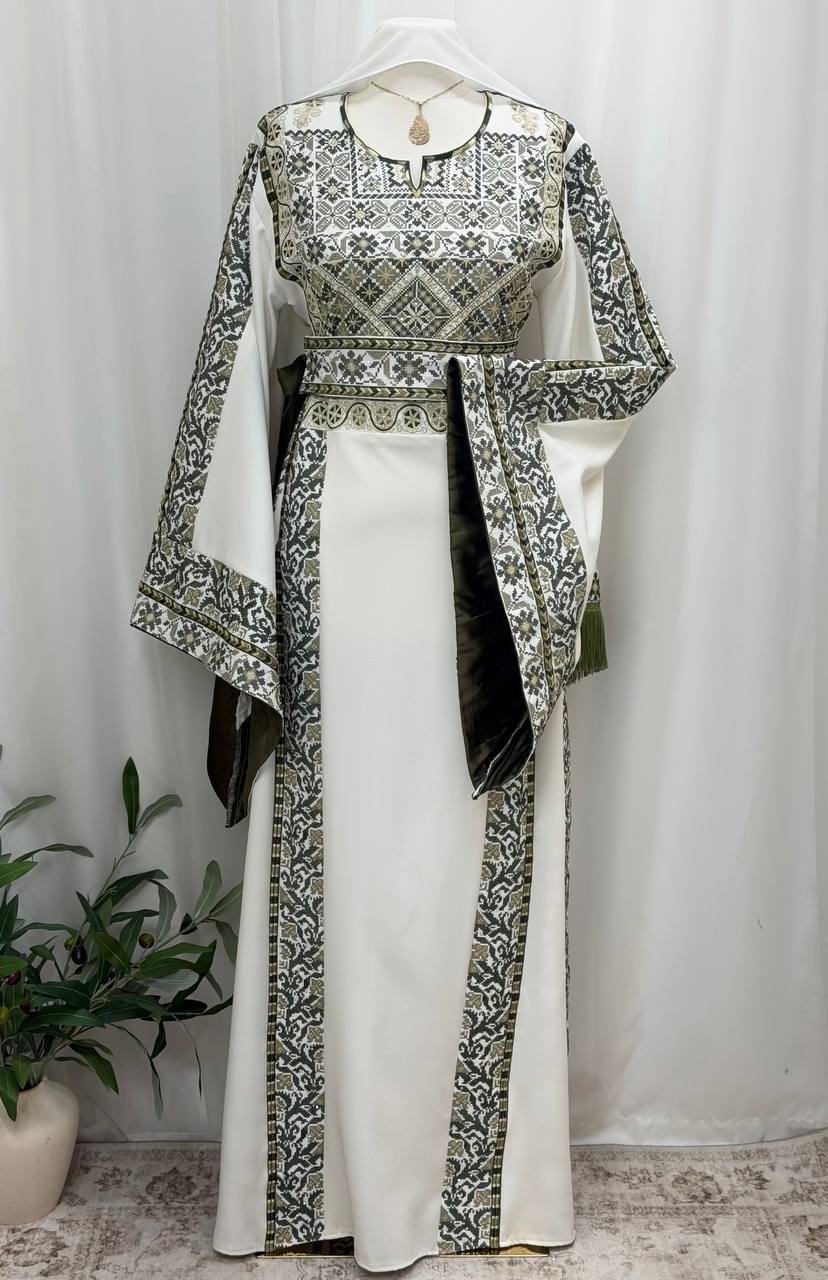 Mayyas – Palestinian Embroidered Thobe with Belt & Shawl
