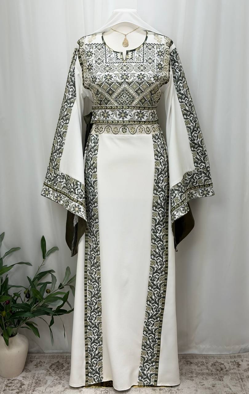 Mayyas – Palestinian Embroidered Thobe with Belt & Shawl