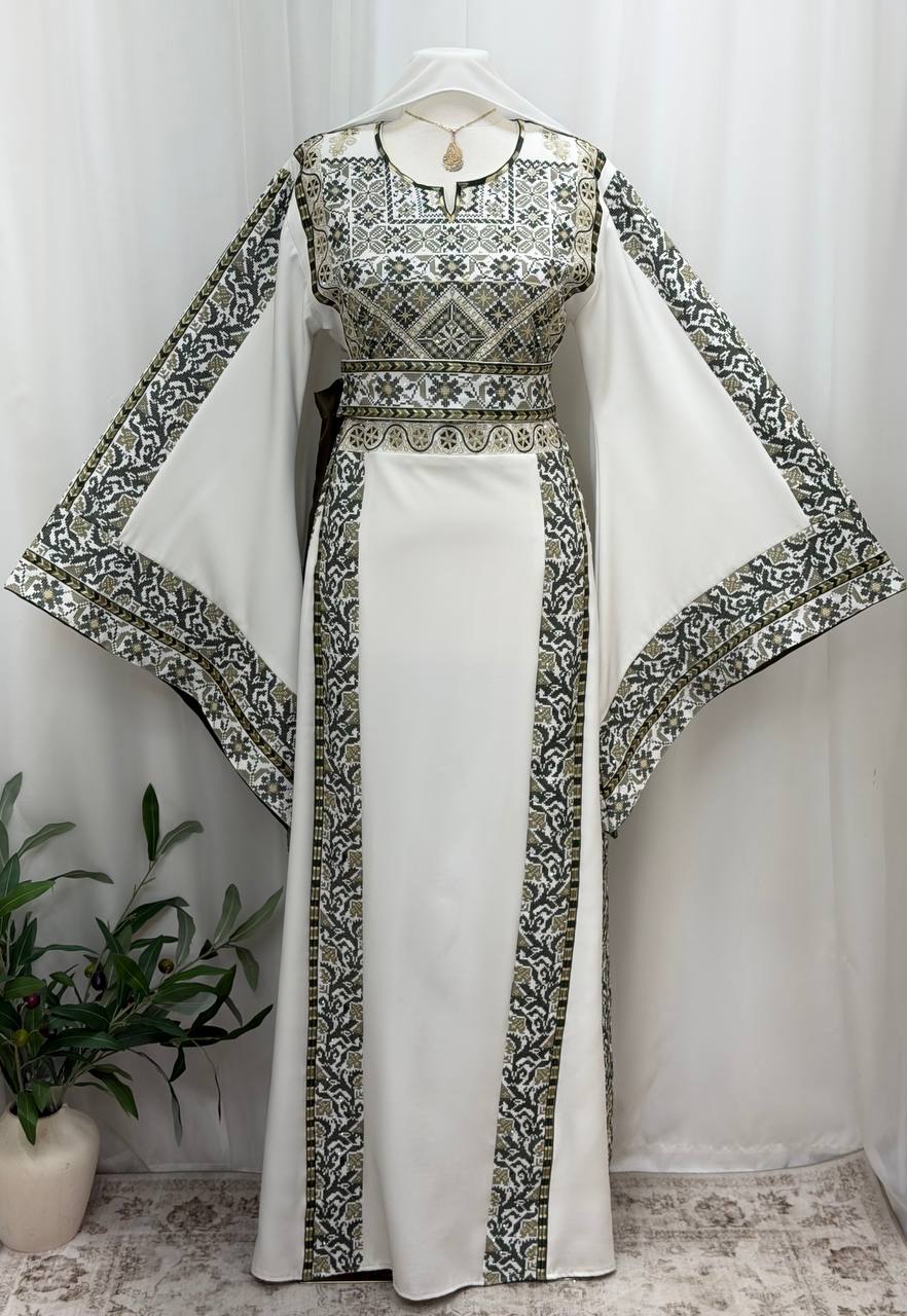 Mayyas – Palestinian Embroidered Thobe with Belt & Shawl