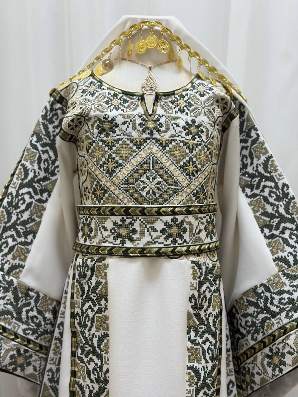 Mayyas – Girls’ Palestinian Embroidered Thobe with Belt & Shawl