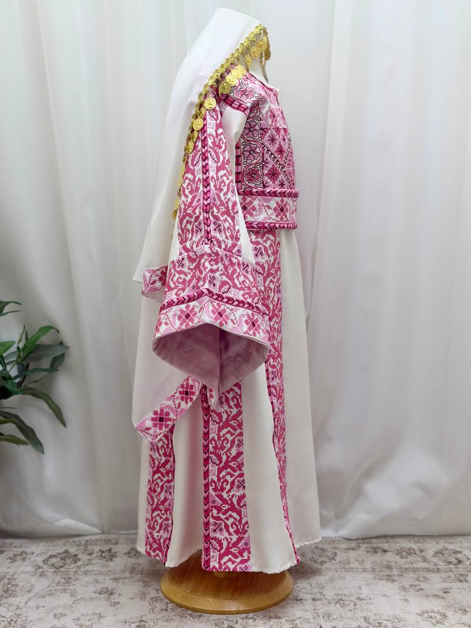 Bisan – Girls’ Palestinian Embroidered Thobe Set with Belt & Shawl