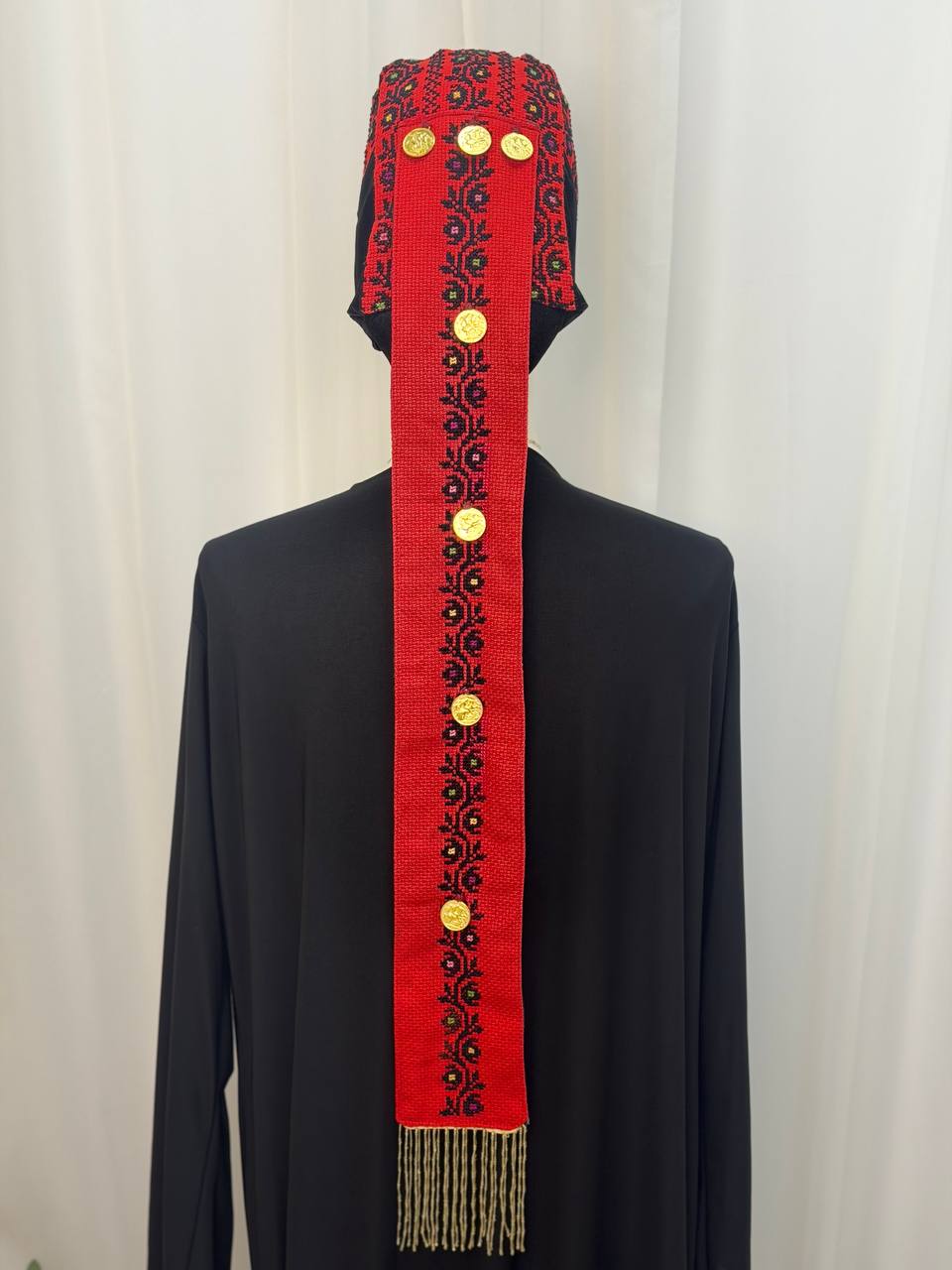 Palestinian Hand-Embroidered Coin Headdress