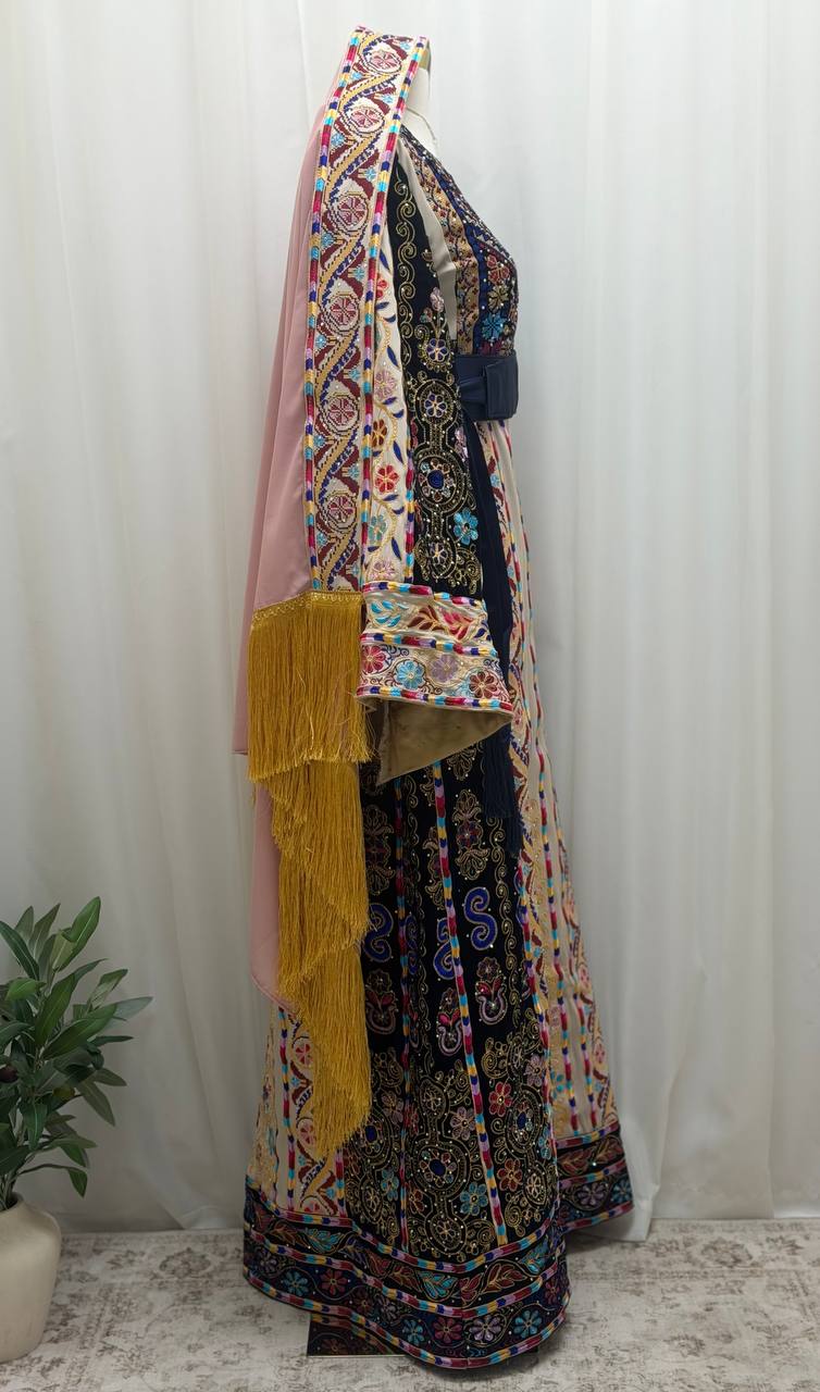 Malika – Luxury Palestinian Embroidered 4-Piece Thobe Set