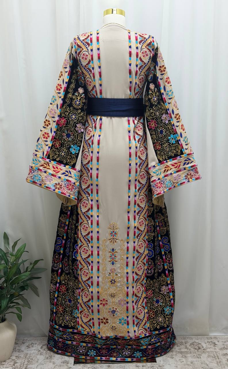 Malika – Luxury Palestinian Embroidered 4-Piece Thobe Set