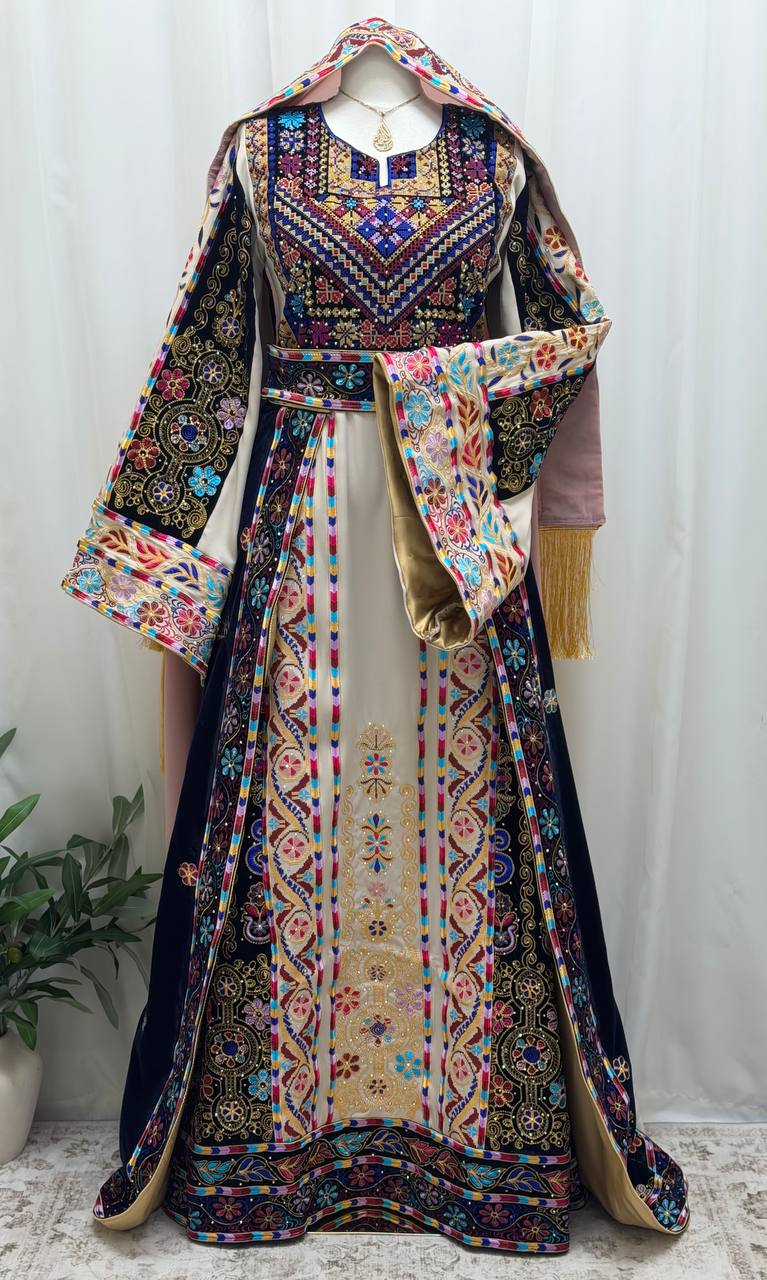 Malika – Luxury Palestinian Embroidered 4-Piece Thobe Set