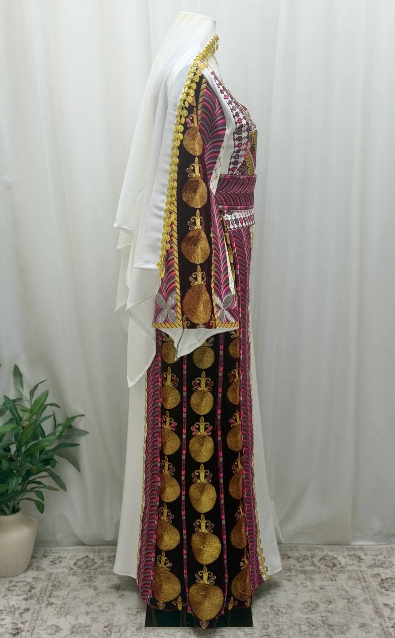 Al Maliha – Palestinian Embroidered Thobe with Tie Belt