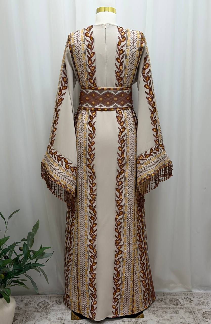 Al Zaytouna – Palestinian Embroidered Thobe with Shawl & Reversible Belt