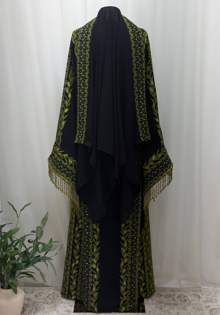Al Zaytouna – Palestinian Embroidered Thobe with Shawl & Reversible Belt