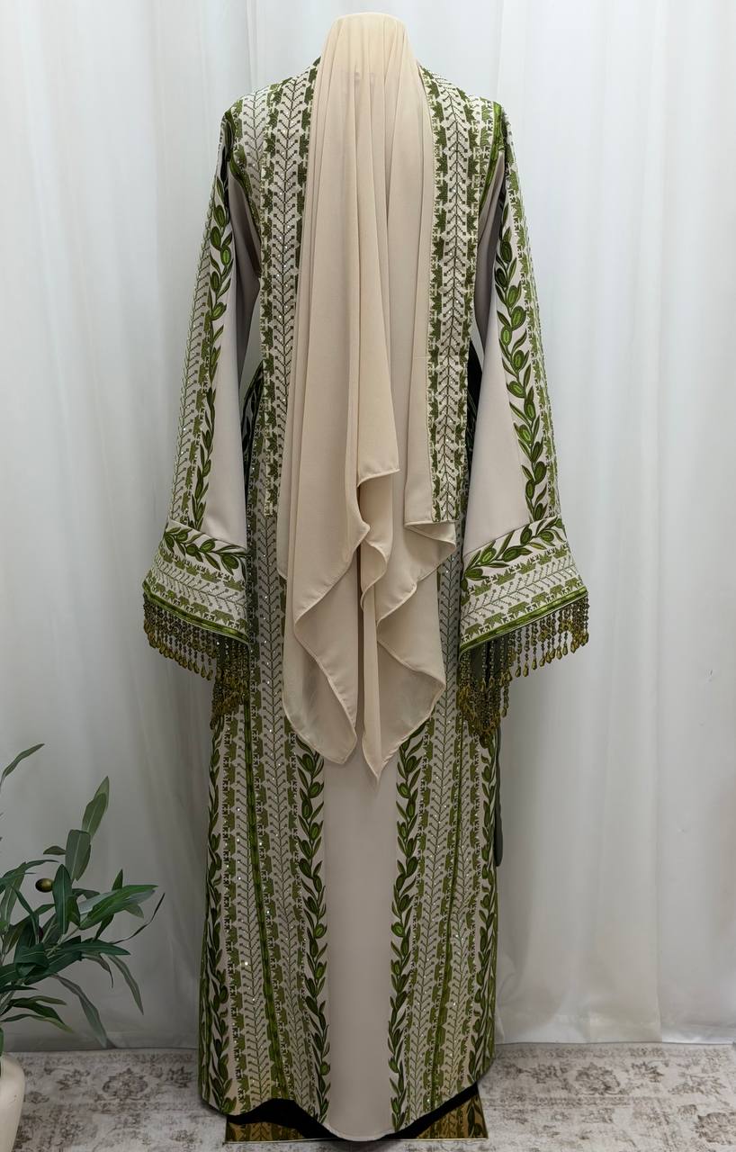 Al Zaytouna – Palestinian Embroidered Thobe with Shawl & Reversible Belt