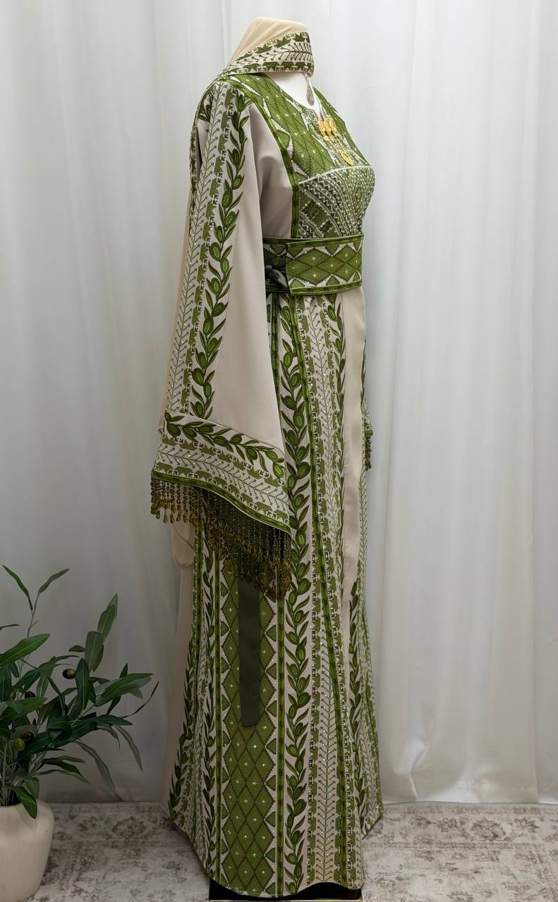 Al Zaytouna – Palestinian Embroidered Thobe with Shawl & Reversible Belt