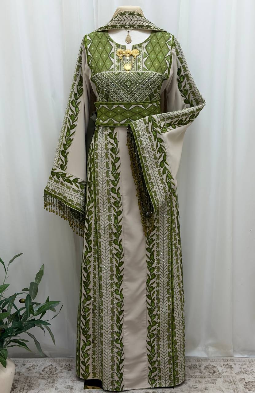 Al Zaytouna – Palestinian Embroidered Thobe with Shawl & Reversible Belt