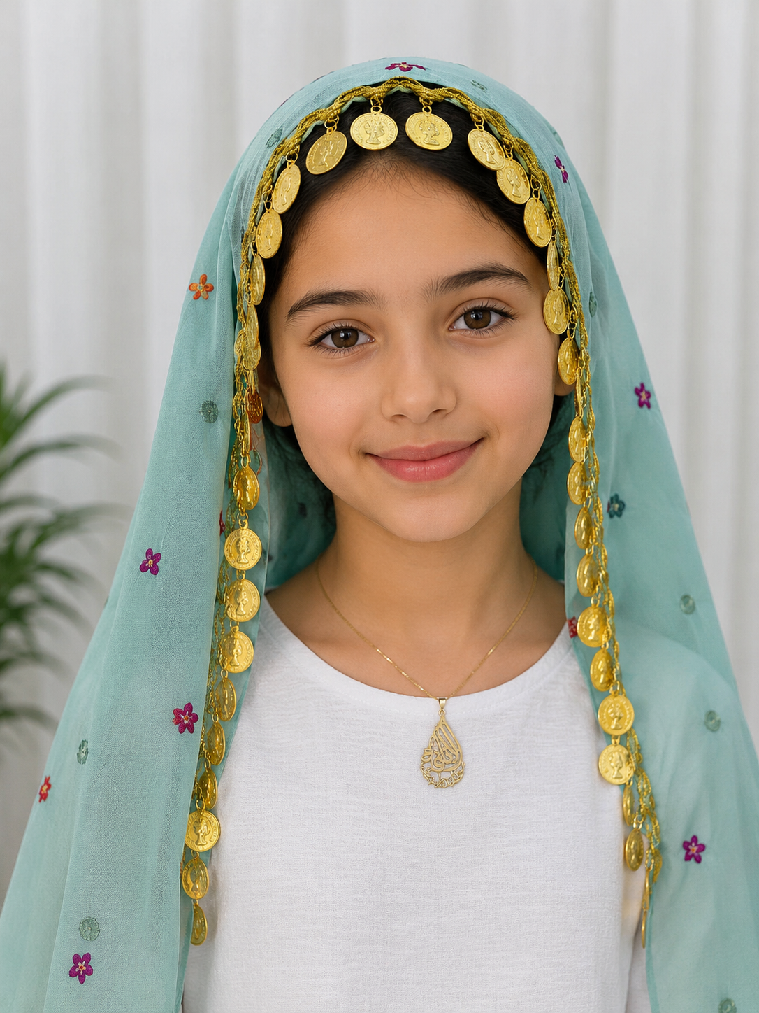 Little Princess Coin Embroidered Scarf